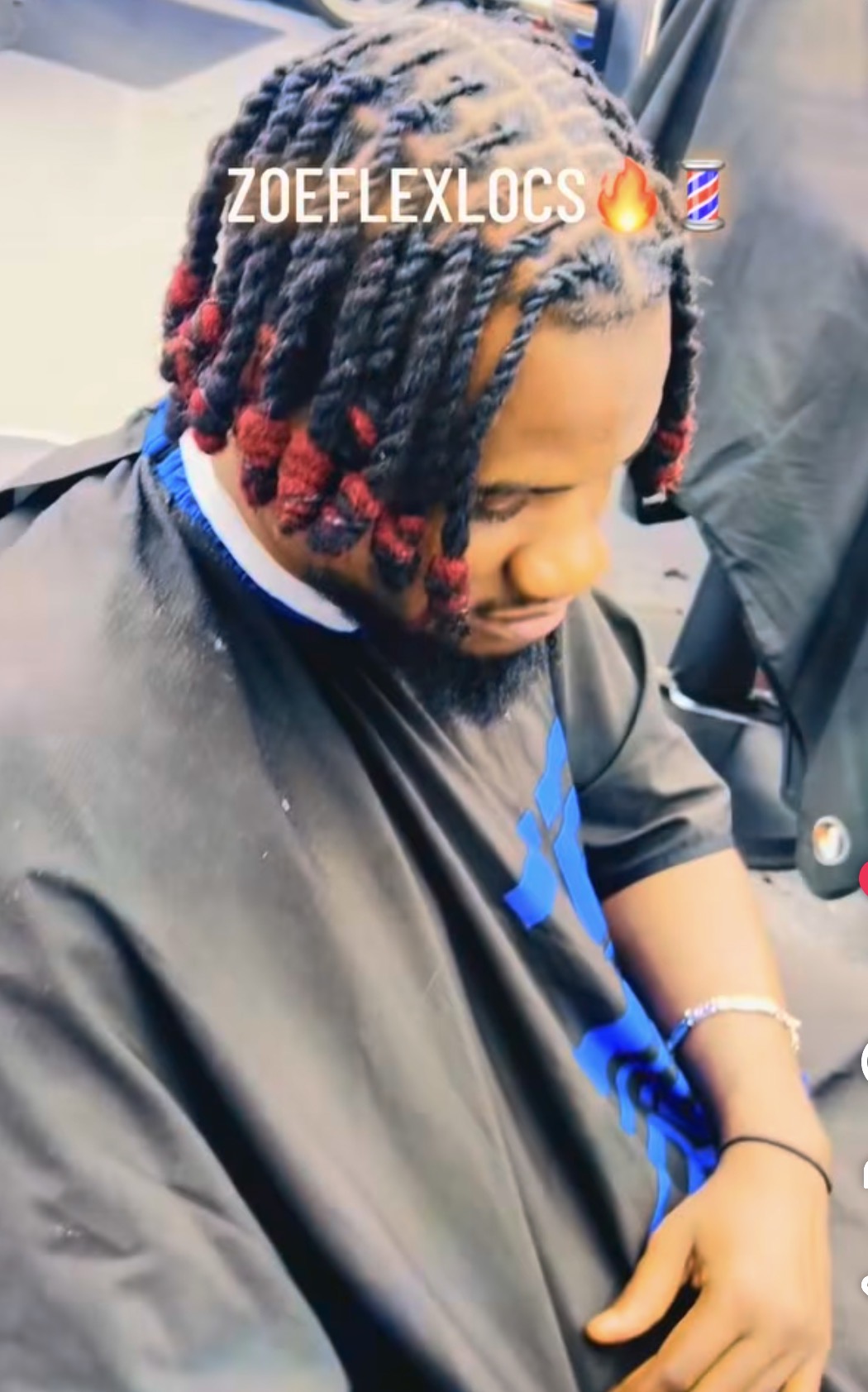 Loc style with red tips